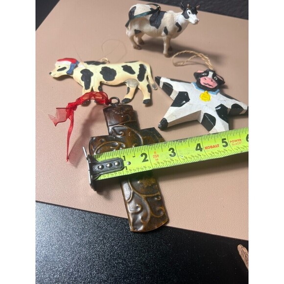 Lot of 4 Vintage Farmhouse Christmas Tree Hanging Ornaments Decorations Holiday - Picture 7 of 10